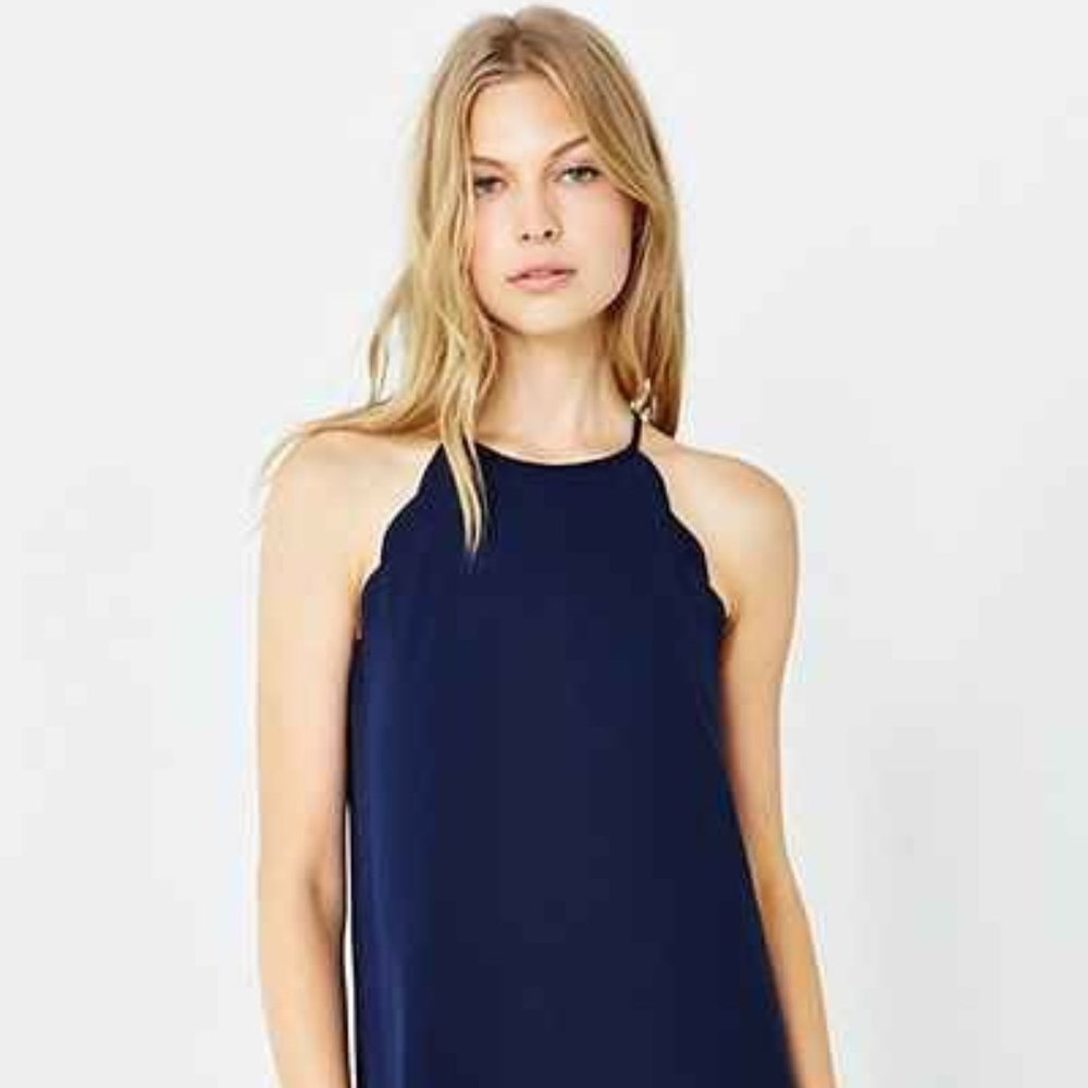 Cooperative High Neck Scallop Frock Dress